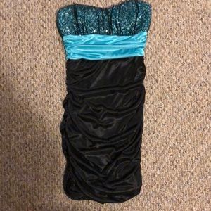 Teal and black party dress